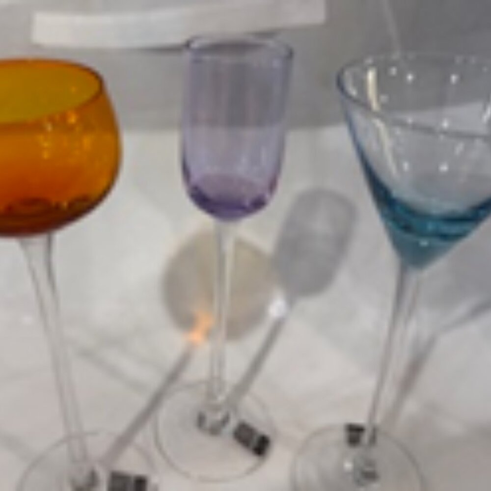 Jewel Tone Long Stem Cordial Glasses - Picture 2 of 3